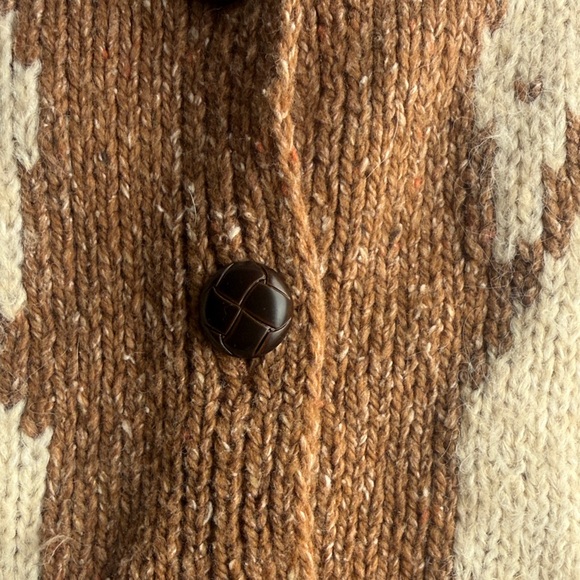 Blu Pepper Brown and Cream Swan Pattern Cardigan Sweater - Picture 4 of 6